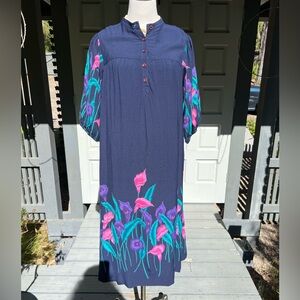 Damon Vintage Blue Floral Dress